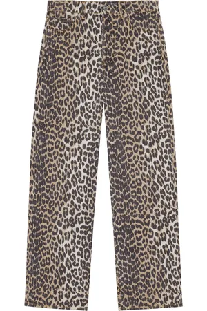 Ganni Leopard print denim trousers