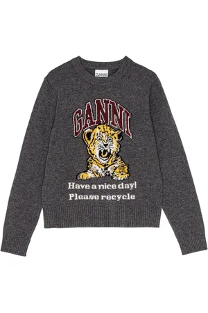 Ganni Intarsia-knit tiger jumper