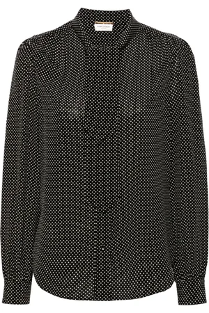 Saint Laurent Pussy-bow polka-dot blouse