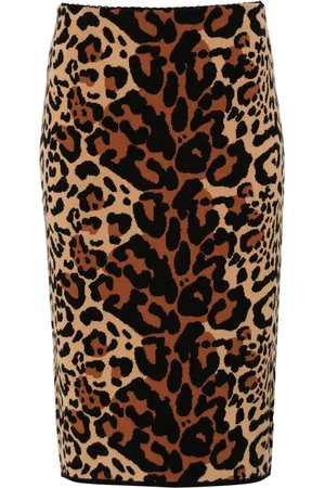 BLUMARINE Leopard-jacquard midi skirt
