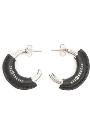 Maison Margiela Leather-wrapped hoop earrings