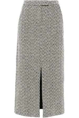 Self-Portrait Herringbone midi skirt