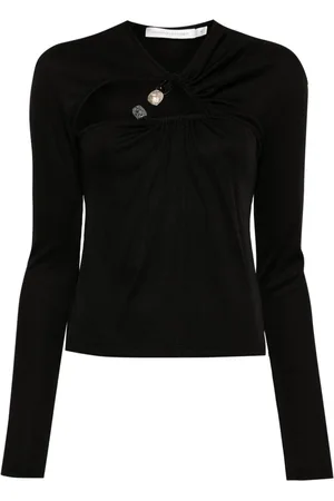 CHRISTOPHER ESBER Tri crystal-stone long-sleeve top