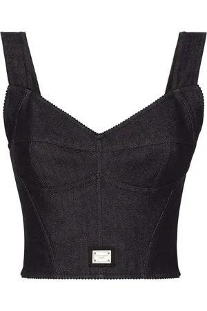 Dolce & Gabbana Logo-tag denim corset top