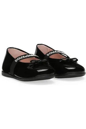 Dolce & Gabbana Logo-strap bow ballerina shoes