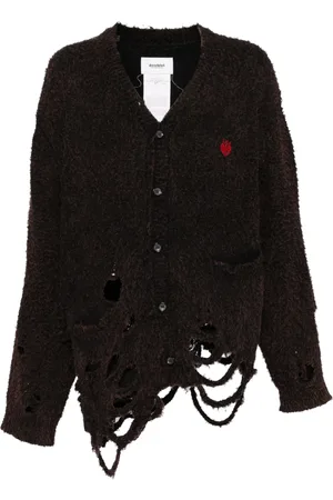 DOUBLET Distressed-effect knitted cardigan