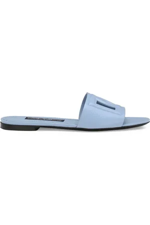 Dolce & Gabbana Logo-embossed leather slides