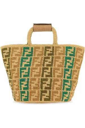 Fendi FF braided raffia tote bag