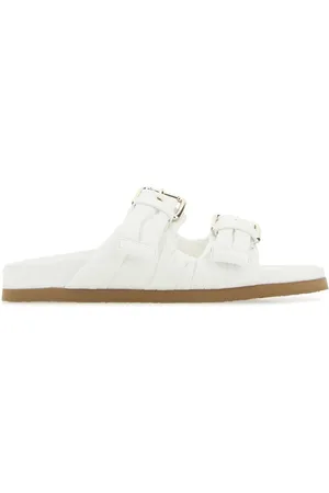 RED(V) Double-buckle padded slippers