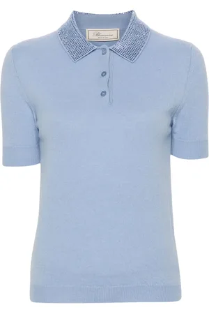 BLUMARINE Crystal-embellished polo top