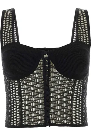 Chloé Open-knit cropped bustier top