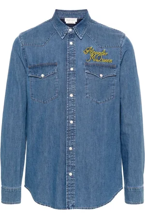 Alexander McQueen Logo-embroidered denim shirt