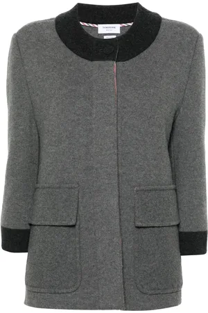 Thom Browne Contrasting-trim wool blend cardi-coat
