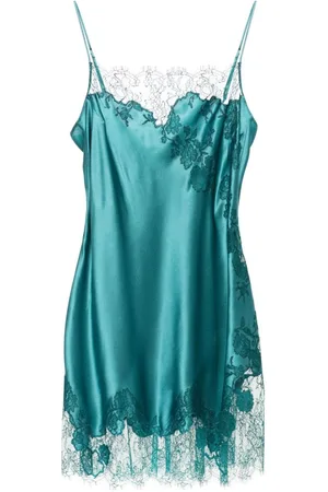 CARINE GILSON Lace-trim silk slip dress