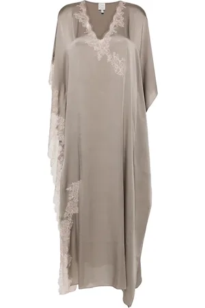 CARINE GILSON Lace-trim silk kaftan