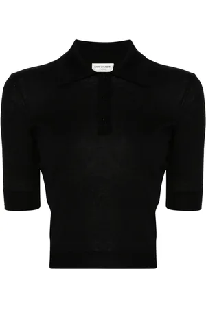 Saint Laurent Cassandre-embroidery polo top