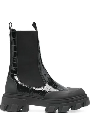 Ganni Croc-effect Chelsea boots