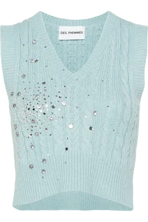 Des Phemmes Rhinestone-embellished knitted top