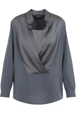 Giorgio Armani Draped silk long-sleeve blouse