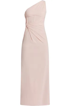 VERSACE One-shoulder silk maxi dress