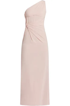 VERSACE One-shoulder silk maxi dress