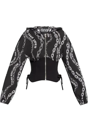 VERSACE Chain Couture-print panelled hoodie