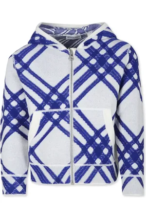 Burberry Check-pattern zip-up wool hoodie