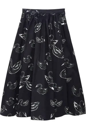 Msgm Swan-print midi skirt