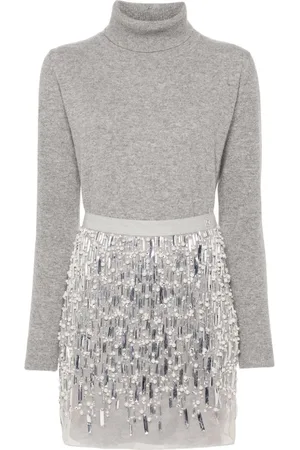 Elisabetta Franchi Embroidered roll-neck dress