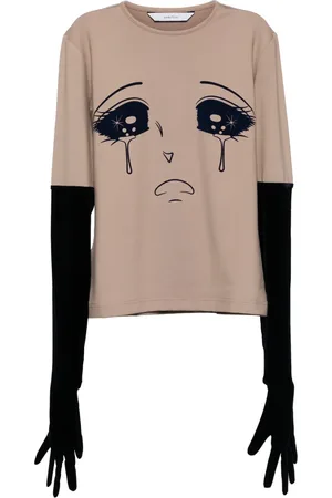 pushBUTTON Crying girl velvet glove top