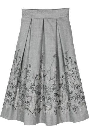 ELEVENTY Floral-embroidery midi skirt