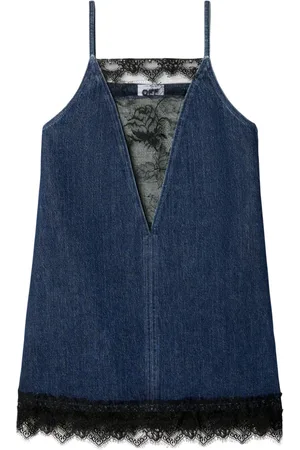 OFF-WHITE Lace denim mini dress