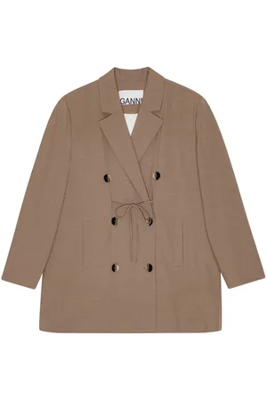 Ganni Double-breasted tie-fastening coat