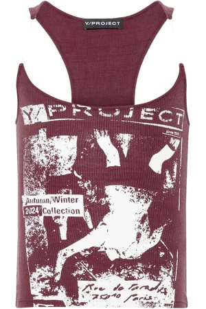 Y / PROJECT Rock band-print invisible strap tank top