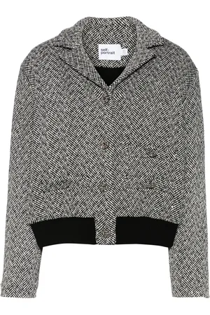 Self-Portrait Herringbone bomber jacket