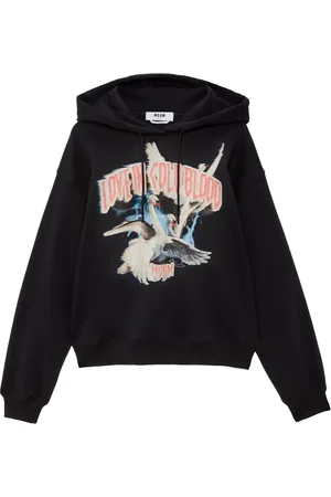 Msgm Graphic-print cotton hoodie