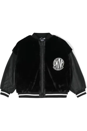 DKNY Logo-appliqué fax-fur bomber jacket