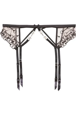 FLEUR DU MAL Equestrian-embroidered garter belt
