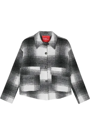 ..,MERCI Checked intarsia jacket
