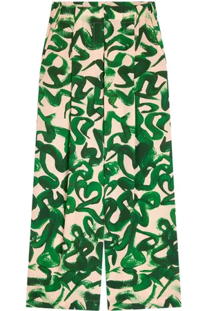 DRIES VAN NOTEN Floral-print flared trousers