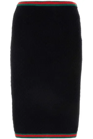 Gucci Web-stripe crochet-knit skirt