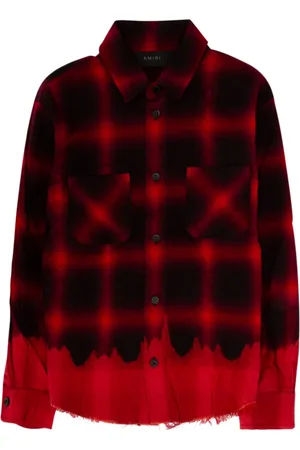 AMIRI Distressed plaid check cotton shirt