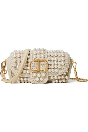 Twin-Set Pearl-embellished crochet bag