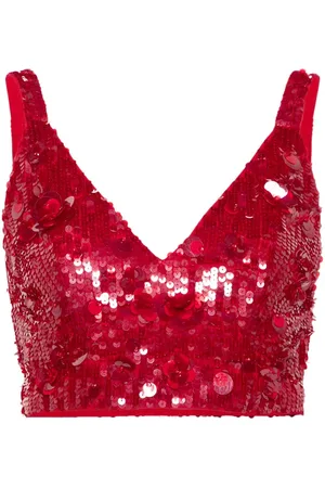P.A.R.O.S.H. Sequin-embellished cropped top