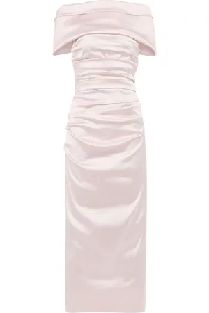 TALBOT RUNHOF Off-shoulder fitted midi dress