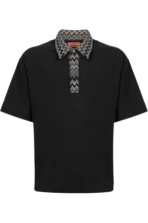 Missoni Chevron knit-insert cotton polo shirt