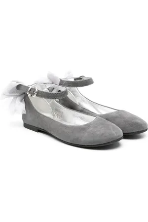 MONNALISA Bow-detailed suede ballerina shoes
