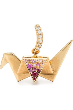 Aurélie Bidermann 18kt yellow Origami sapphire and diamond pendant