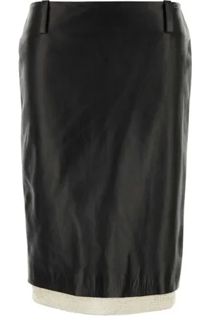 MAGDA BUTRYM Crochet-trimmed leather skirt