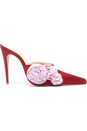 MAGDA BUTRYM 105mm floral-appliqué satin mules